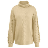 Women Fall Outfits Knitted Long Sleeve Loose Turtleneck Sweater Women