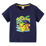 Children Pokemon Pikachu T Shirt Short Sleeve Cotton T-shirt Casual Sports