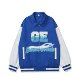 Baby Blue Varsity Jacket Loose Thin Men and Women Baseball Uniform Letter Embroidery
