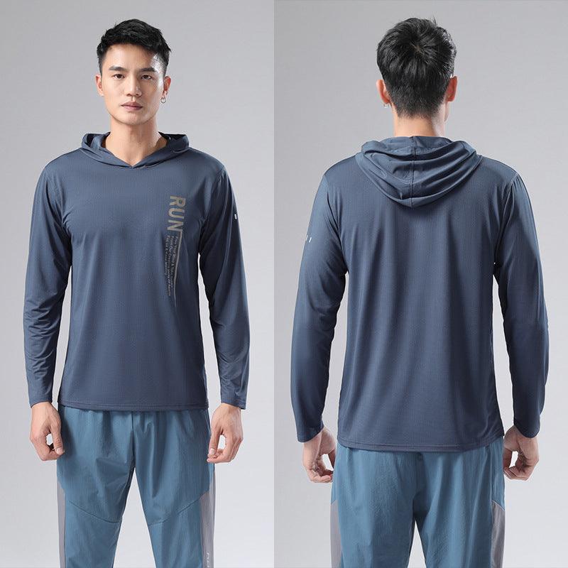 Sweat Wicking Shirt Men's Sweater Hooded Long-Sleeved T-shirt