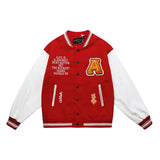 Yellow Varsity Jacket Vintage Baseball Uniform Jacket Men's and Women's Letter Badge Towel Embroidered Pu Sleeve Multicolor Jacket