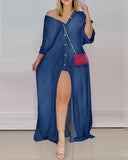 Nina Parker Graffiti Dress Loose Long Sleeve Striped Shirt Dress