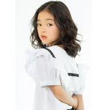 Children Girl Skirts Solid Color Summer T-shirt Black Dots Short Skirt