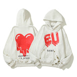 Grafitti Sweatshirts Vintage Painted Red Heart Hoodie Coat