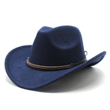 Cowboy Hats Woolen Hat Men's Western Cowboy Hat Equestrian Hat Curved Brim Felt Cap