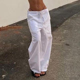 Julia Fox Low Rise Trousers Loose Casual Pants Solid Color Trousers