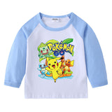 Children Pokemon Pikachu Hoodie Cotton Long Sleeve T-shirt Neutral Spring and Autumn