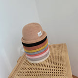 Beanies Solid Color Curling Dome Bucket Hat Women's Spring and Summer Cotton and Linen Painter Cap