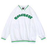 Baby Blue Varsity Jacket American Retro Loose Couple V-neck Baseball Uniform