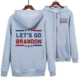 Let's Go Brandon Hoodie English Letters Fashion Hooded Zipper Sweatshirt