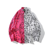 Mens Fall Outfits Paisley Vintage Contrast Color Coat Loose Couple Shirt Long Sleeve Men