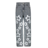 Julia Fox Low Rise Trousers Vintage Five-Pointed Star Printed Jeans