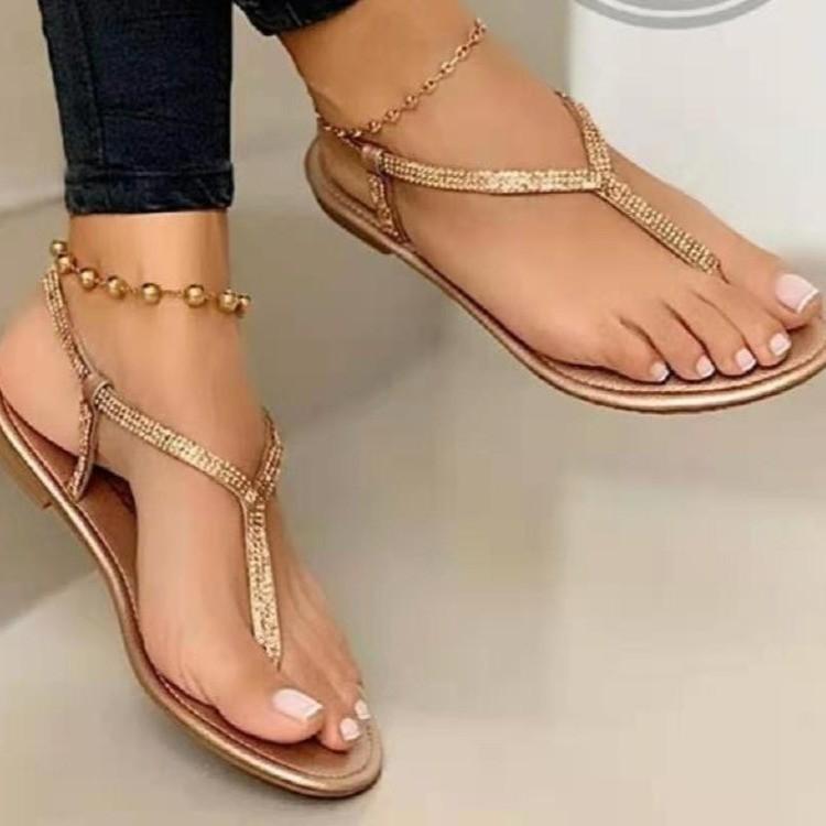 Women Open Toe Sandals Flats Spring/Summer Large Size Flat Bottom Casual Sandals