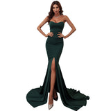 Burgundy Dresses For Wedding Sexy Fishtail Skirt Dress Solid Color Chest Wrap Party Evening Dress Women