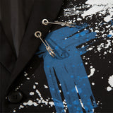 Men's Casual Suit Man Blzer Paint-Splashing Style Graffiti Burr Stitching Suit Jacket Men Loose Lapels Casual Small Suit