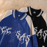 Baby Blue Varsity Jacket Loose Men's and Women's Coats Baseball Uniform Jacket