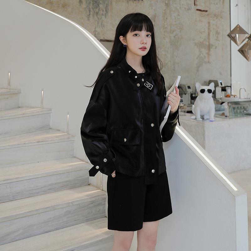 Cute Leather Jacket Fashionable Spring and Autumn Motorcycle Clothing Leather Jacket