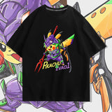 Men and Women Pokemon Pikachu T Shirt New Century Gospel Warrior Eva Cotton Short Sleeve T-shirt