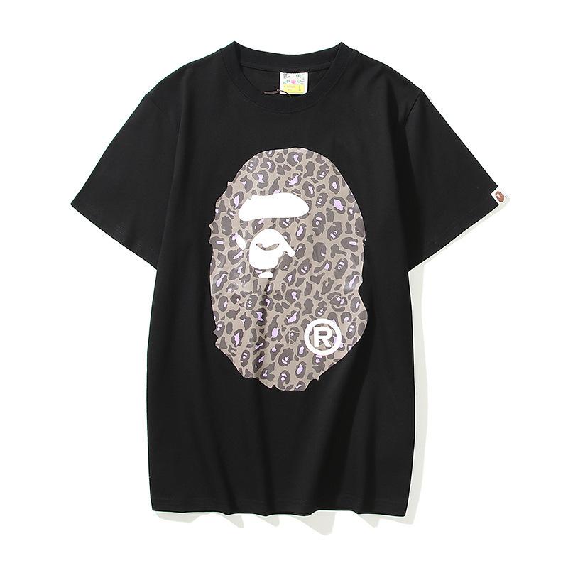 Shark Print T Shirt Summer Camouflage Leopard Print Casual Plus Size Short Sleeve T-Shirt
