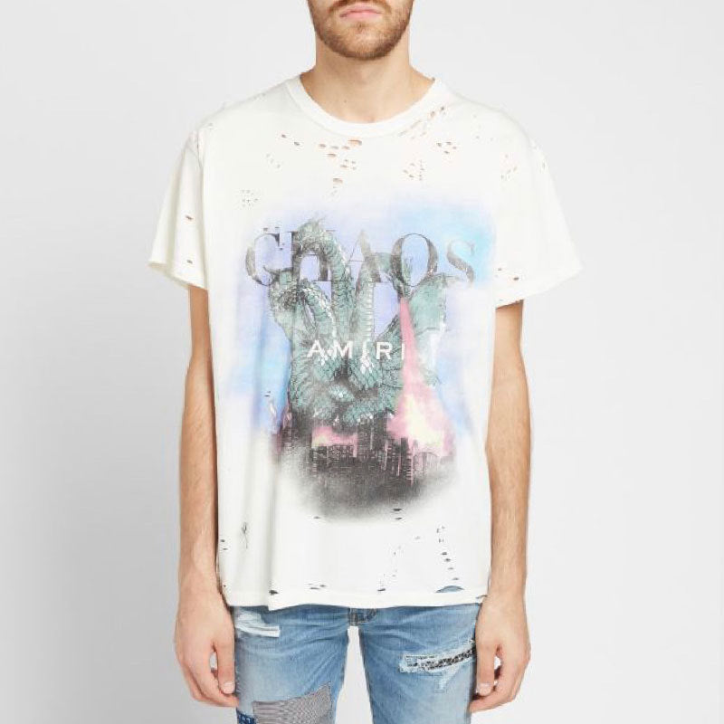 Amiri T Shirt Short Sleeve Printed Casual Hip Hop T-shirt Men