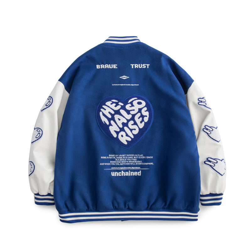 Brown Varsity Jacket Autumn Baseball Jacket Men's Loose All-Match Pilot Jacket