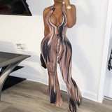 Fall Women's Clothing Fashion Halter Printed Jumpsuit