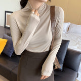 The Rock Turtleneck Half Turtleneck Bottoming Shirt Women's Long-Sleeved T-shirt Top