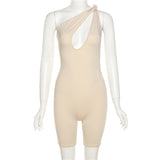 Summer High Waist Tight Sleeveless Casual Sports One-Piece Shorts