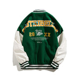 Green Varsity Jacket Fall Men's Baseball Uniforms Campus Fresh Contrast Color Stitching Loose Jacket