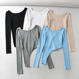 Women Fall Fall Fall Five-Color Hem Irregular Long Sleeve Top Slim-Fit Base T-shirt