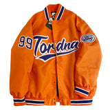 Orange Varsity Jacket Vintage Embroidered Baseball Uniform Street Jacket Winter Coat for Men and Women