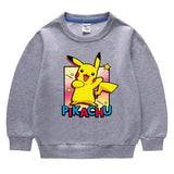 Children Pokemon Pikachu Hoodie Solid Color Cotton Sweater Neutral