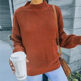 Women's Fall Outfits Sweater Women's Autumn and Winter Half-High Collar Long Sleeve Loose Sweater