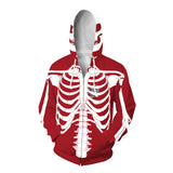 Skeleton Varsity Jacket Printed 3D Hoodie Hoodie