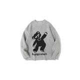 Mens Fall Outfits Autumn and Winter Bear Brocade Sweater Men and Women Loose Couple Sweater Students