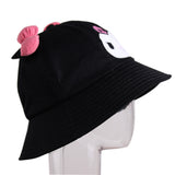 My Melody Hat Little Devil Bucket Hat Cute Girl Heart Bow Cartoon Black Bucket Hat Sun Hat Kulomi
