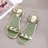 Women Open Toe Sandals Flats Summer Color Block Buckle Open Toe Sandals