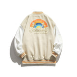 Vintage Letterman Jacket Autumn Color Matching Printed Jacket