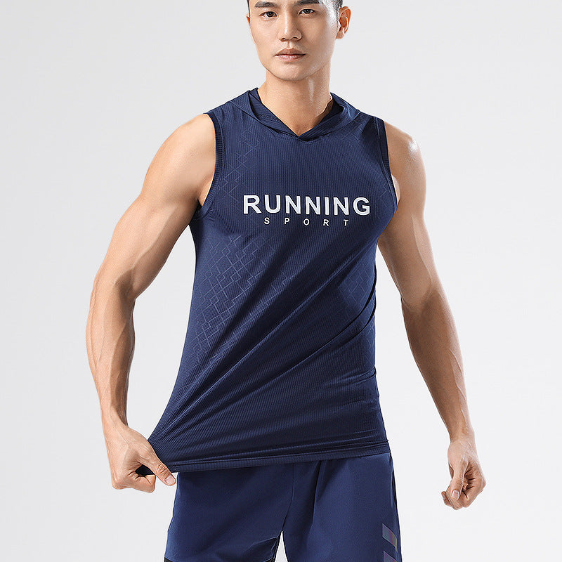 Sweat Wicking Shirt T-shirt Men's Hooded Sports Vest Workout Top