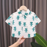 Summer Tops Children's Short Sleeve Shirt Lapel Cartoon Casual T-shirt