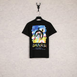 WGM Closing Shark Graffiti Printing Men's and Women's Short-Sleeved T-shirt