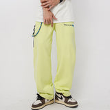 Man Fall Outfits Cargo Pants Autumn and Winter Solid Color Ribbon Straight Casual Pants Overalls Ankle-Tied Trousers
