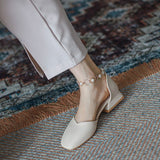 Nude Strappy Block Heels