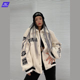 Red Varsity Jacket Autumn and Winter Hip Hop Motorcycle Lambswool Wool Coat Thick Winter Clothes Men and Women Couple Style