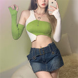 Maddy Euphoria Outfits Women's Spring Knitted Slim-Fit Tank Top T-shirt