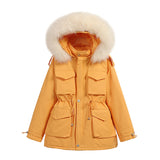 Women Winter Coats Puffer Jacket Down Coat Big Fur Collar Down Jacket Female Loose White Duck Down