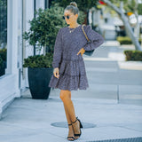 Women Fall Outfits Long Sleeve Floral Fashion Dress Female Autumn Winter A- line Skirt