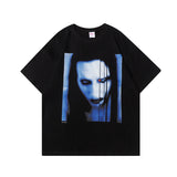 Marilyn Manson T Shirt Gothic Style Goth Short Sleeve T-shirt Loose Cotton Men and Women