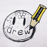 Drew House Pencil Hand-Painted Pattern Smiley Face Short Sleeve Couple Loose Hip Hop Cotton T-shirt Men