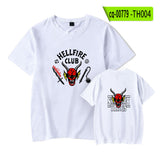 Hellfire Club Shirt Stranger Things Summer Print Pattern Casual round Neck Short Sleeves